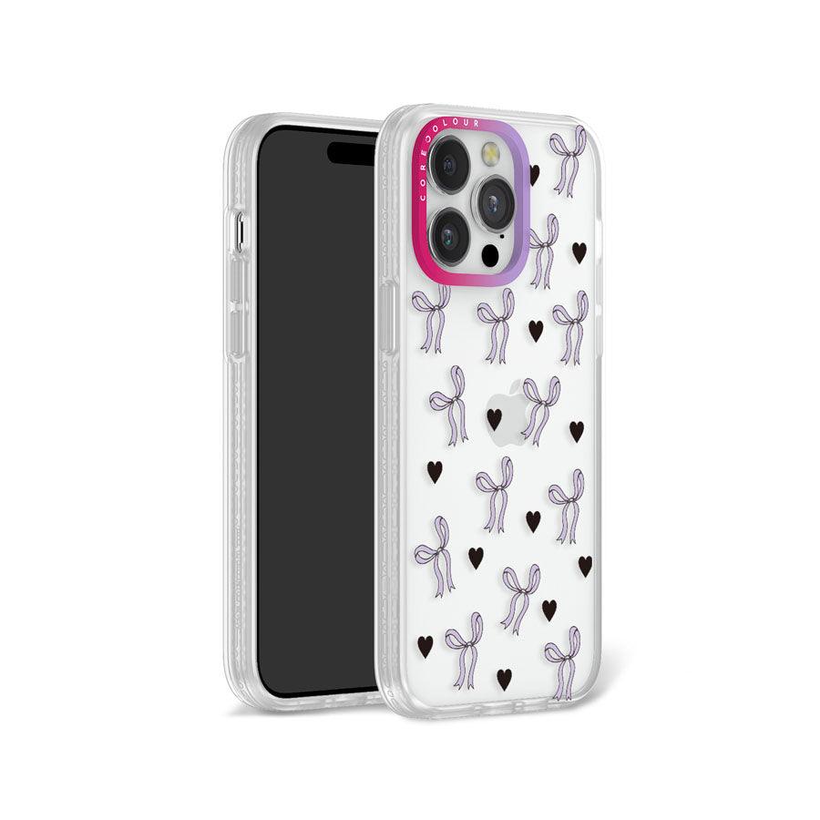 iPhone 13 Pro Max Purple Ribbon Heart Phone Case - CORECOLOUR