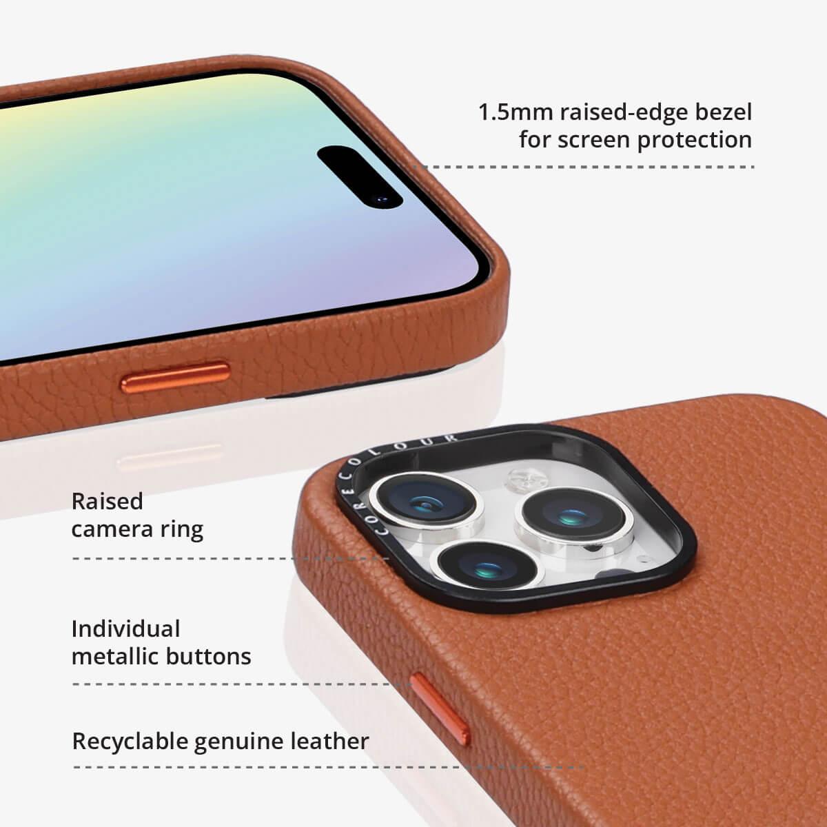 iPhone 14 Navy Genuine Leather Phone Case - CORECOLOUR