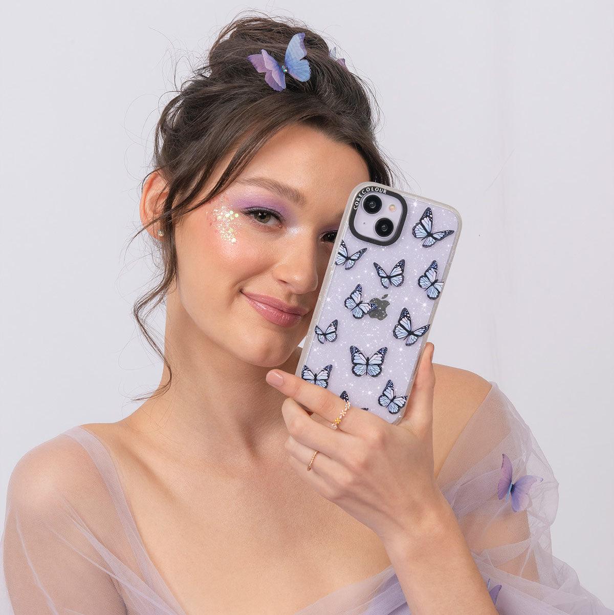 iPhone 14 Plus Butterfly Kiss Glitter Phone Case - CORECOLOUR