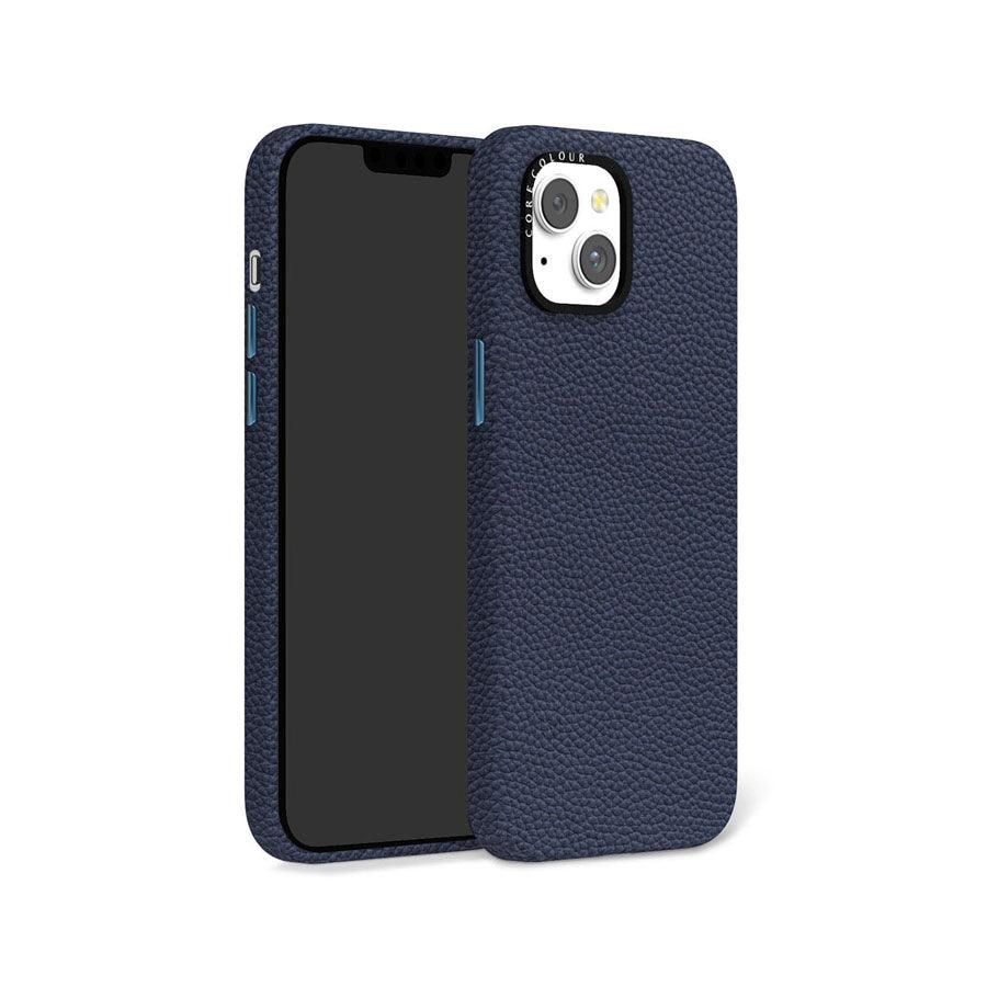 iPhone 14 Plus Navy Genuine Leather Phone Case - CORECOLOUR