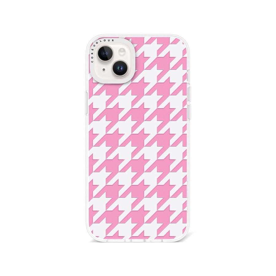 iPhone 14 Plus Pink Houndstooth Phone Case - CORECOLOUR