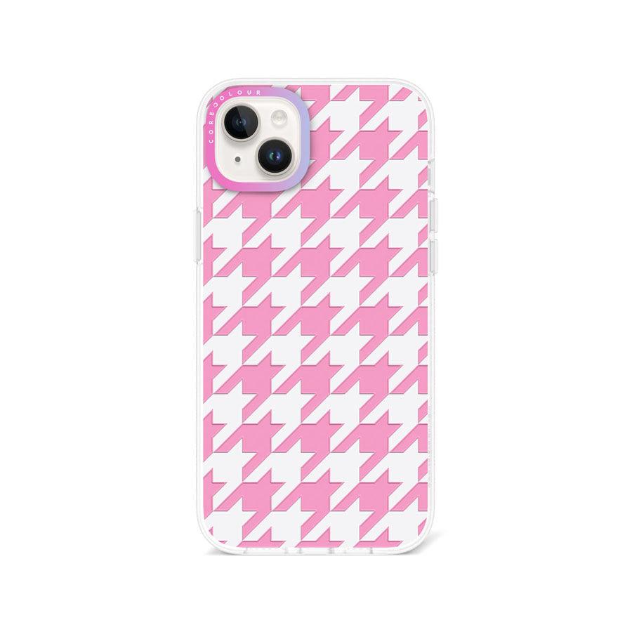 iPhone 14 Plus Pink Houndstooth Phone Case - CORECOLOUR