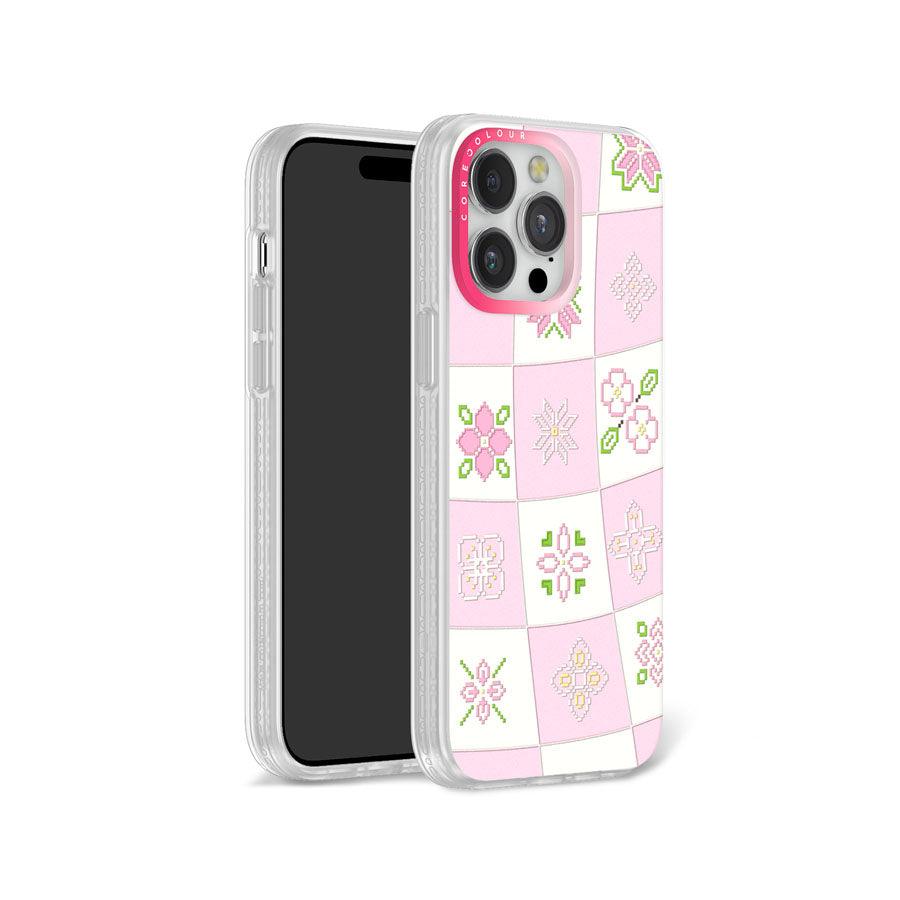 iPhone 14 Pro Cherry Blossom Checker Phone Case - CORECOLOUR