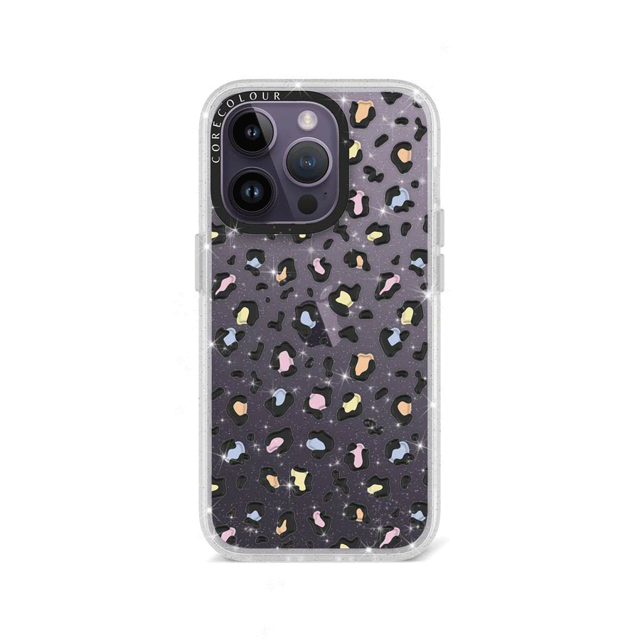 iPhone 14 Pro Colourful Leopard Glitter Phone Case - CORECOLOUR