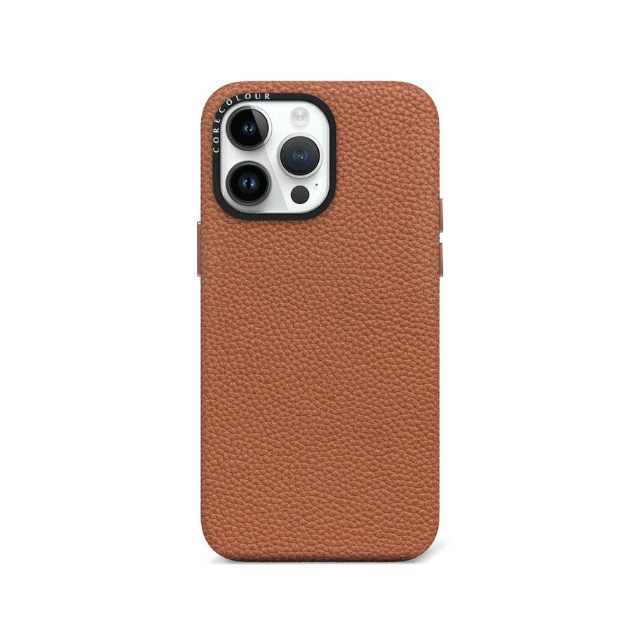 iPhone 14 Pro Max Brown Genuine Leather Phone Case