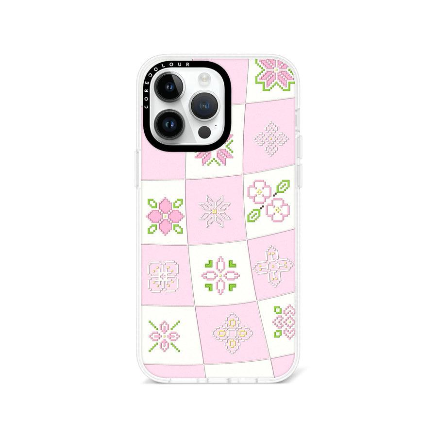 iPhone 14 Pro Max Cherry Blossom Checker Phone Case - CORECOLOUR