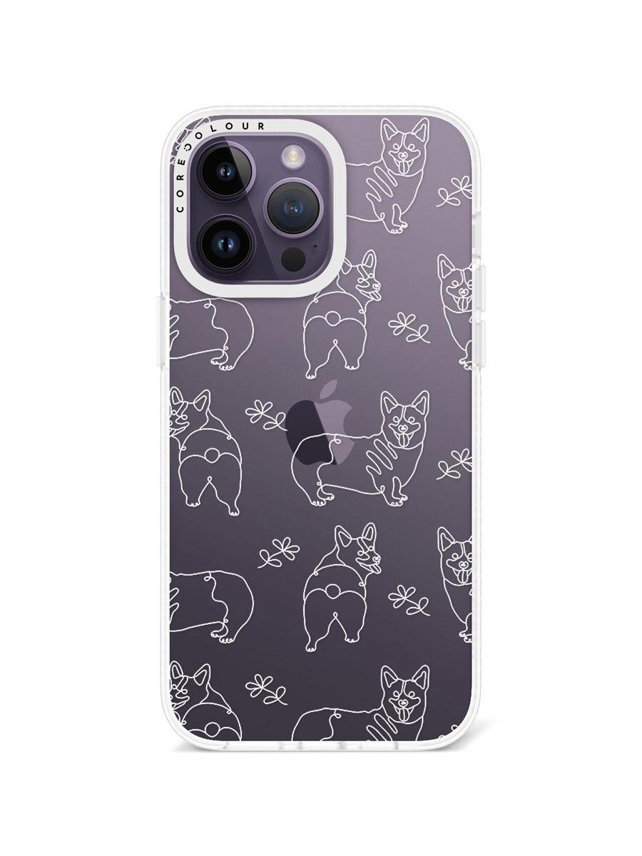 iPhone 14 Pro Max Corgi Minimal Line Phone Case - CORECOLOUR