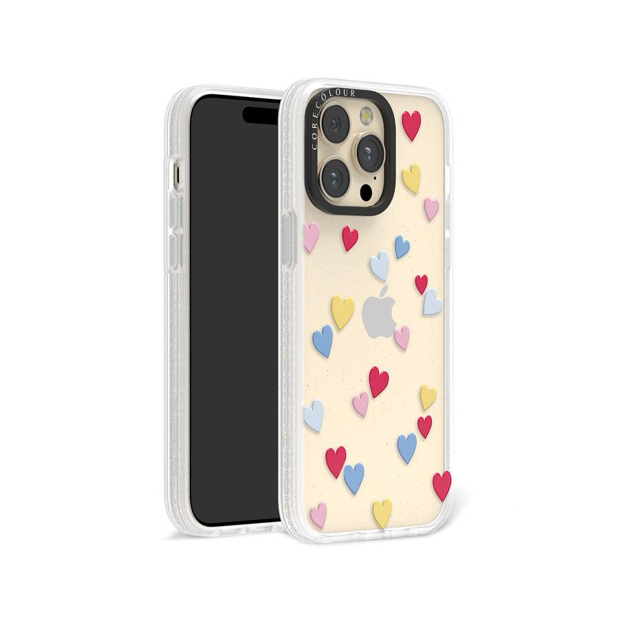 iPhone 14 Pro Max Flying Hearts Glitter Phone Case - CORECOLOUR