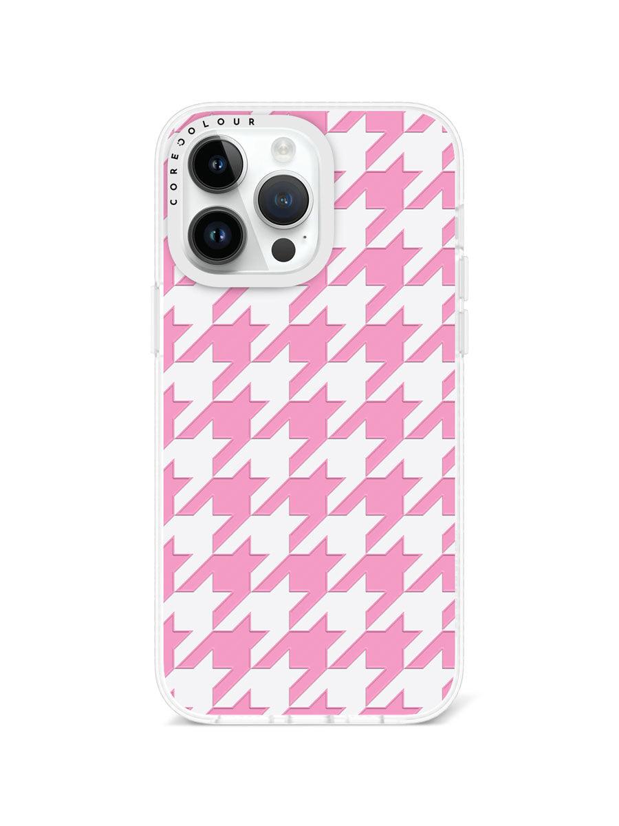 iPhone 14 Pro Max Pink Houndstooth Phone Case - CORECOLOUR