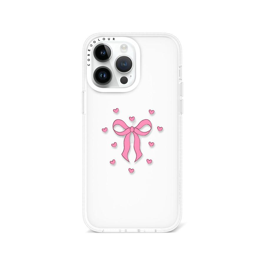 iPhone 14 Pro Max Pink Ribbon Heart Phone Case - CORECOLOUR