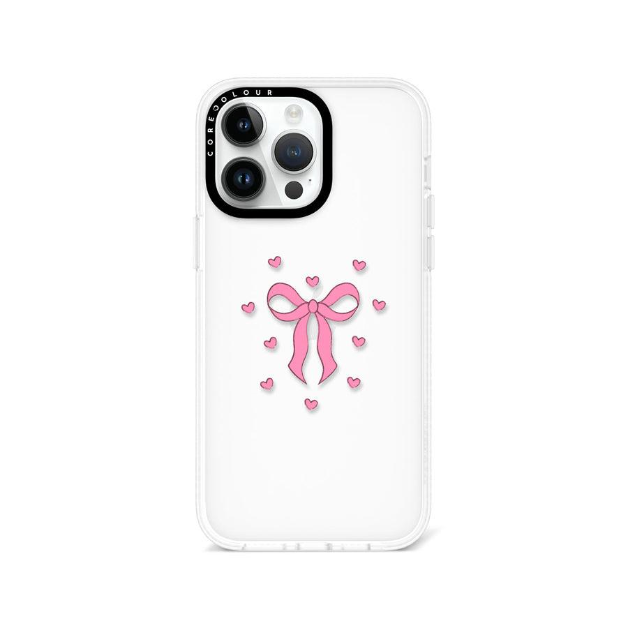 iPhone 14 Pro Max Pink Ribbon Heart Phone Case - CORECOLOUR