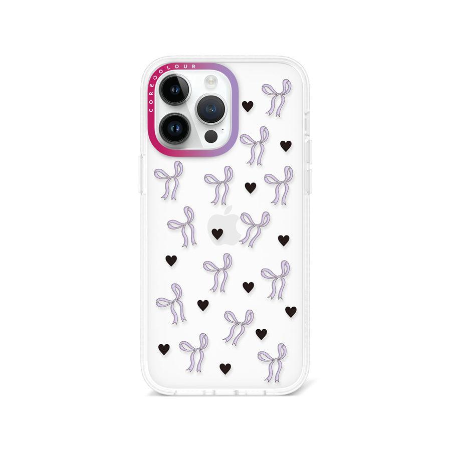 iPhone 14 Pro Max Purple Ribbon Heart Phone Case - CORECOLOUR