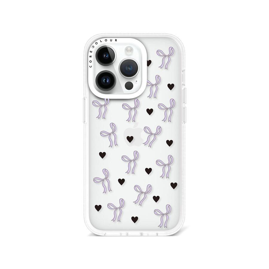 iPhone 14 Pro Purple Ribbon Heart Phone Case - CORECOLOUR