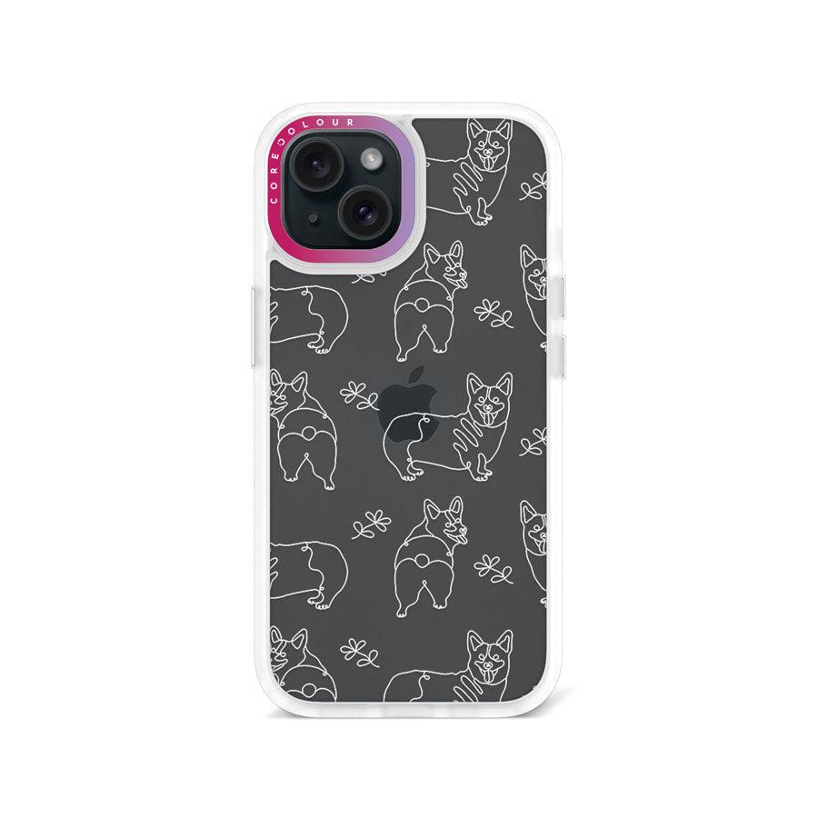 iPhone 15 Corgi Minimal Line Phone Case - CORECOLOUR