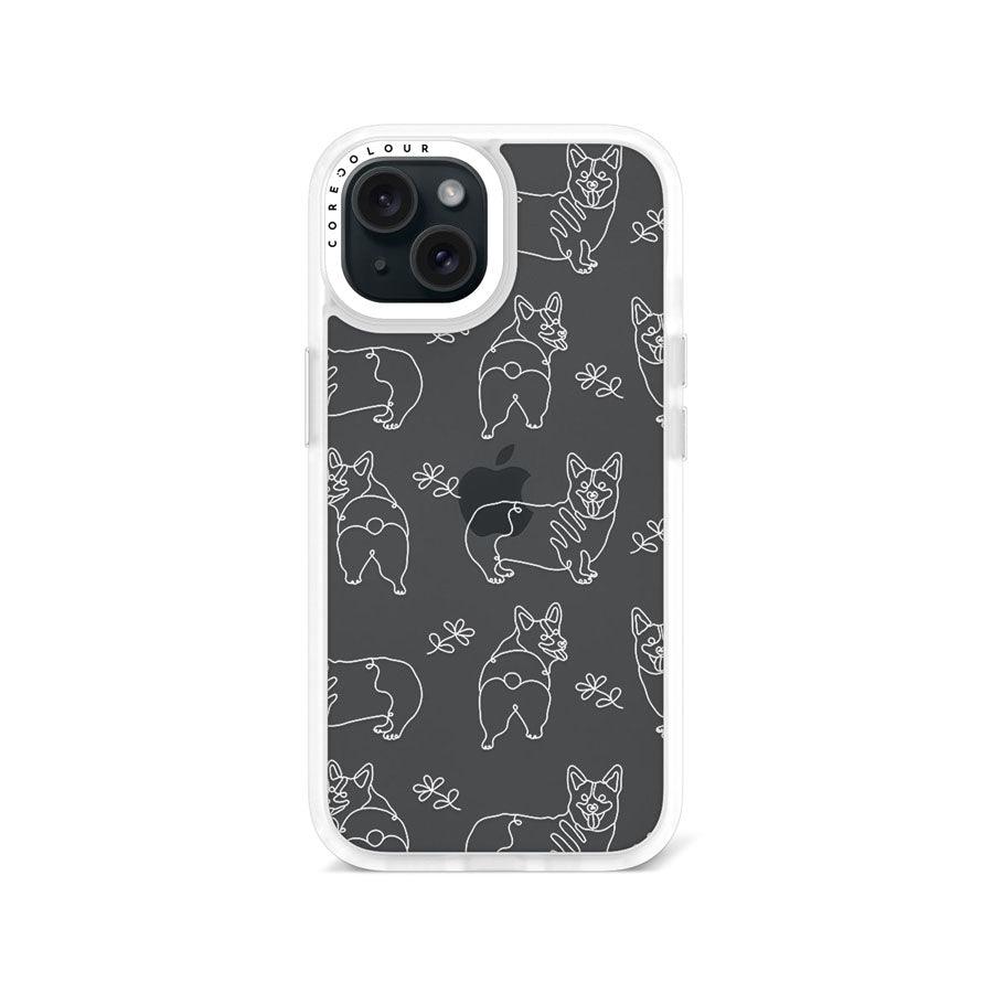 iPhone 15 Corgi Minimal Line Phone Case - CORECOLOUR