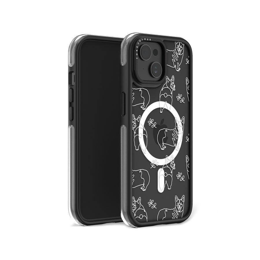 iPhone 15 Corgi Minimal Line Ring Kickstand Case MagSafe Compatible - CORECOLOUR
