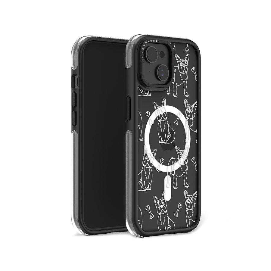 iPhone 15 French Bulldog Minimal Line Ring Kickstand Case MagSafe Compatible - CORECOLOUR