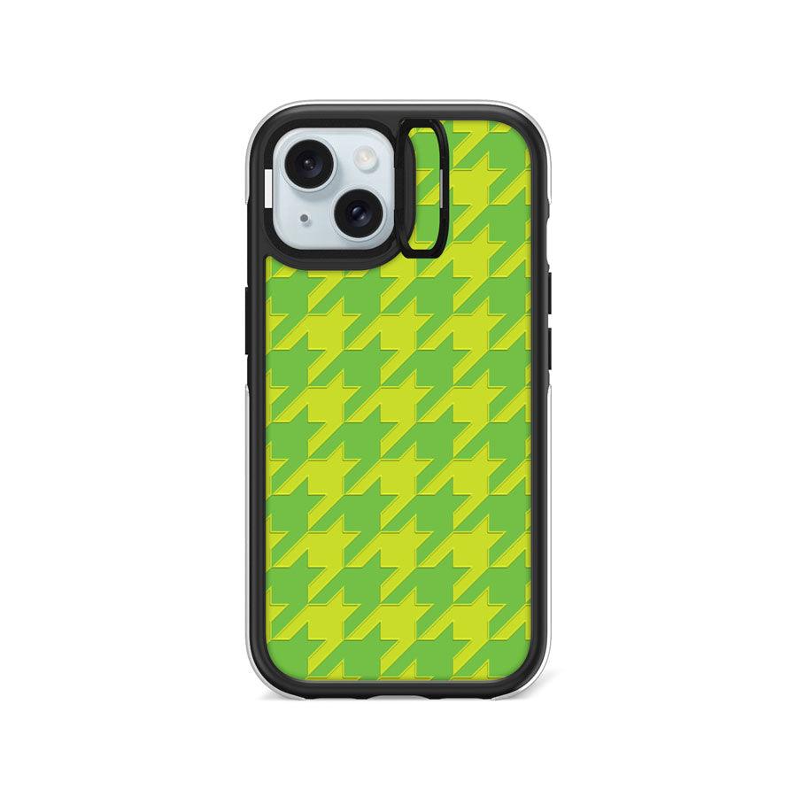 iPhone 15 Green Houndstooth Ring Kickstand Case MagSafe Compatible - CORECOLOUR