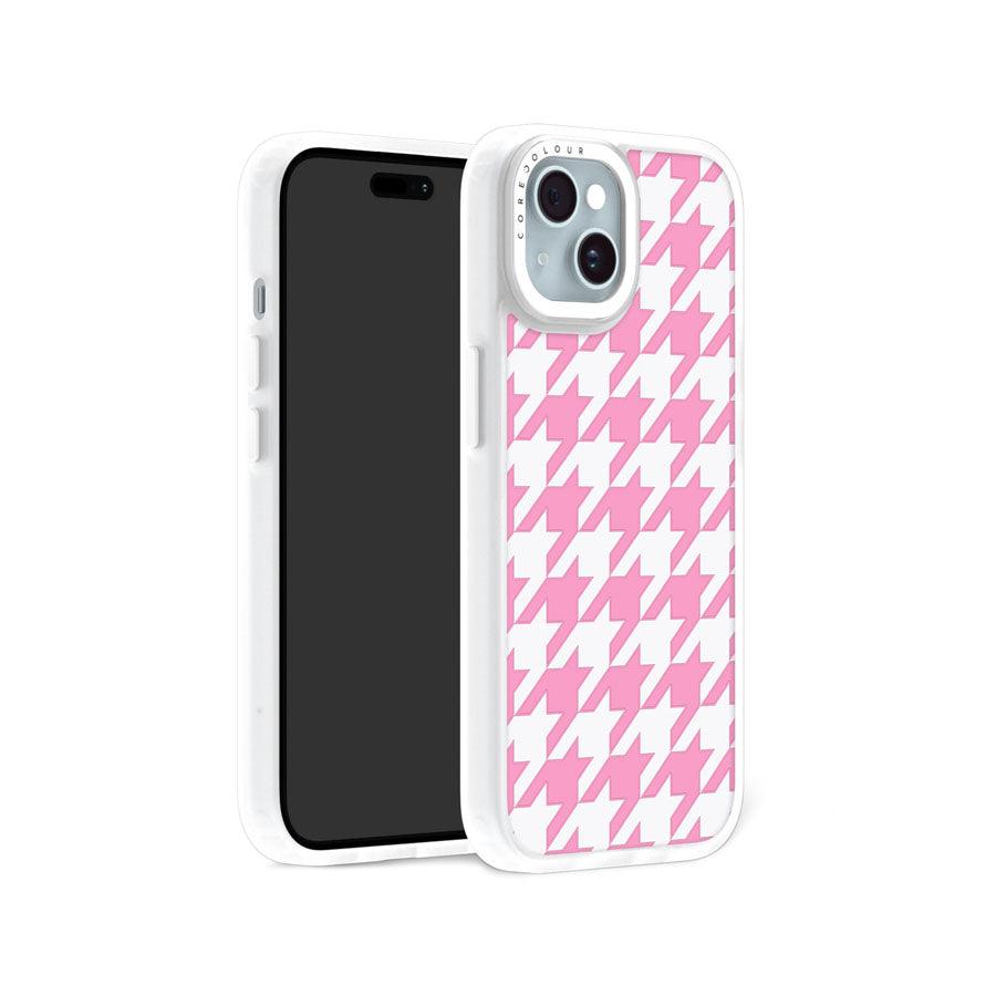 iPhone 15 Pink Houndstooth Phone Case - CORECOLOUR