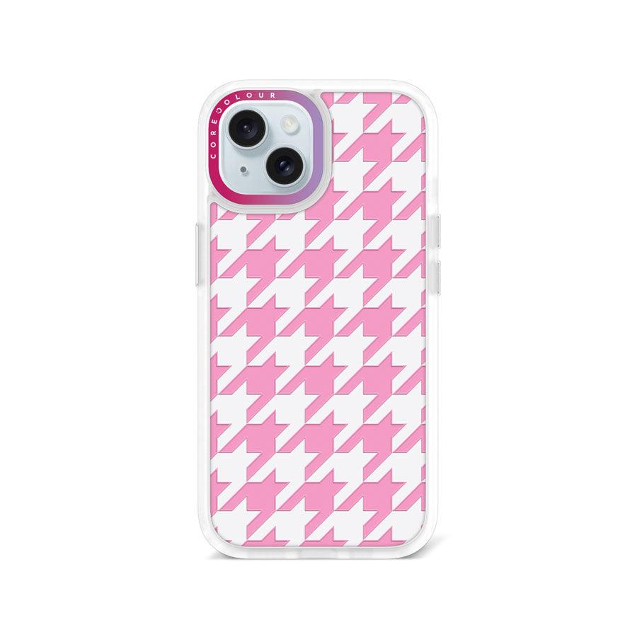 iPhone 15 Pink Houndstooth Phone Case - CORECOLOUR