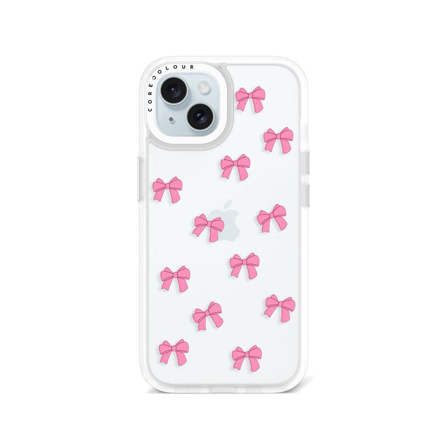 iPhone 15 Pink Ribbon Bow Mini Phone Case - CORECOLOUR