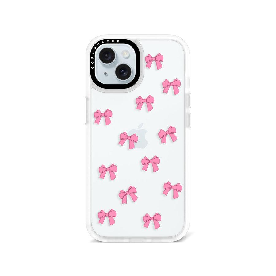 iPhone 15 Pink Ribbon Bow Mini Phone Case - CORECOLOUR