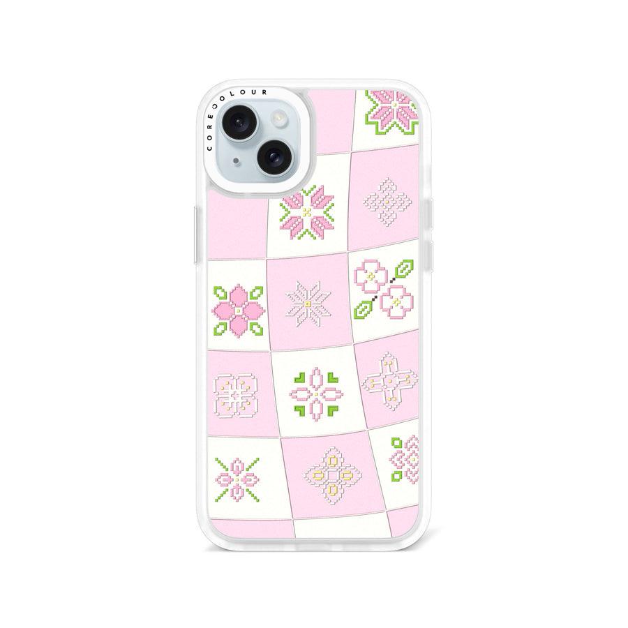 iPhone 15 Plus Cherry Blossom Checker Phone Case - CORECOLOUR