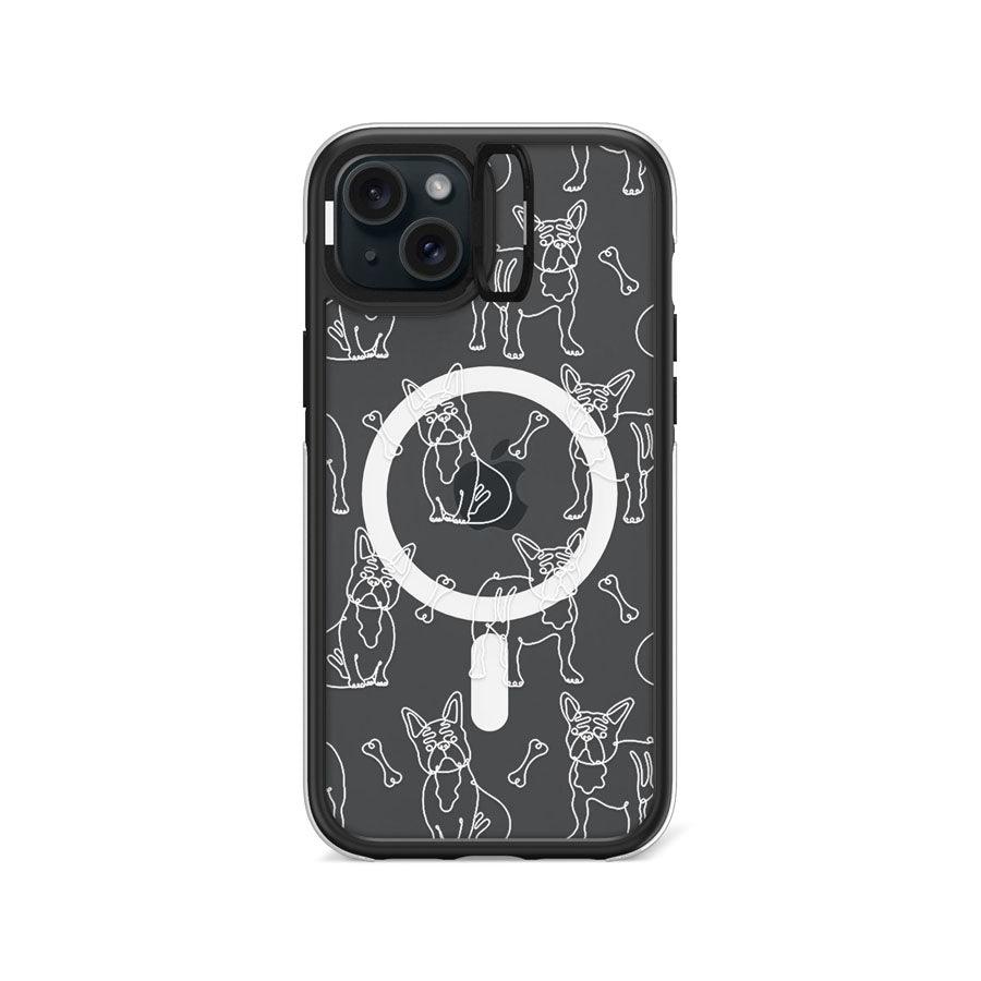 iPhone 15 Plus French Bulldog Minimal Line Ring Kickstand Case MagSafe Compatible - CORECOLOUR