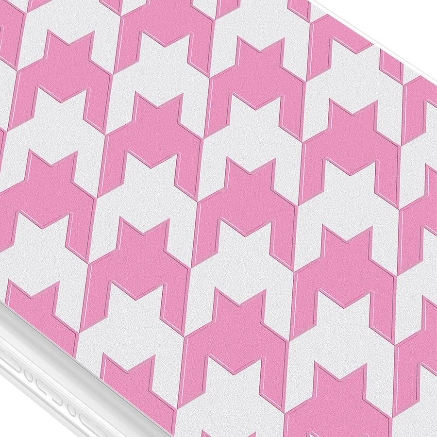 iPhone 15 Plus Pink Houndstooth Phone Case - CORECOLOUR