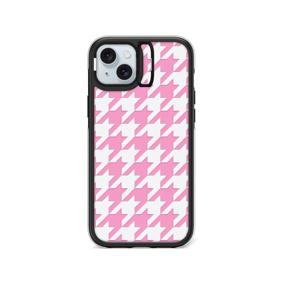 iPhone 15 Plus Pink Houndstooth Ring Kickstand Case MagSafe Compatible - CORECOLOUR
