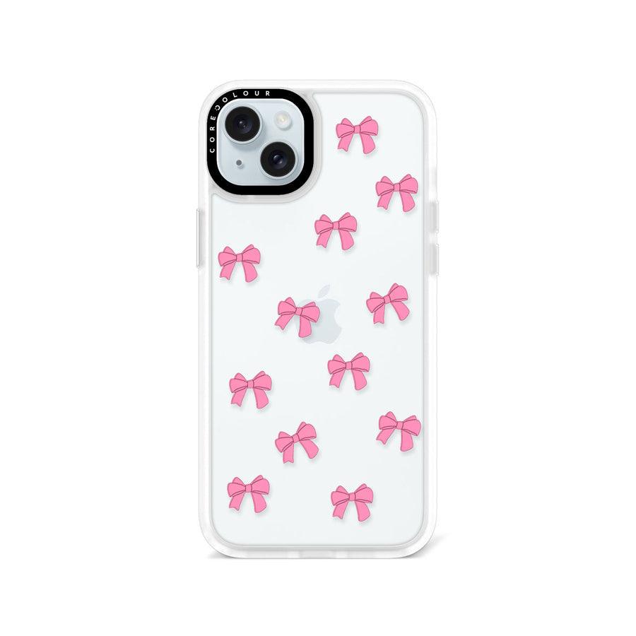 iPhone 15 Plus Pink Ribbon Bow Mini Phone Case - CORECOLOUR