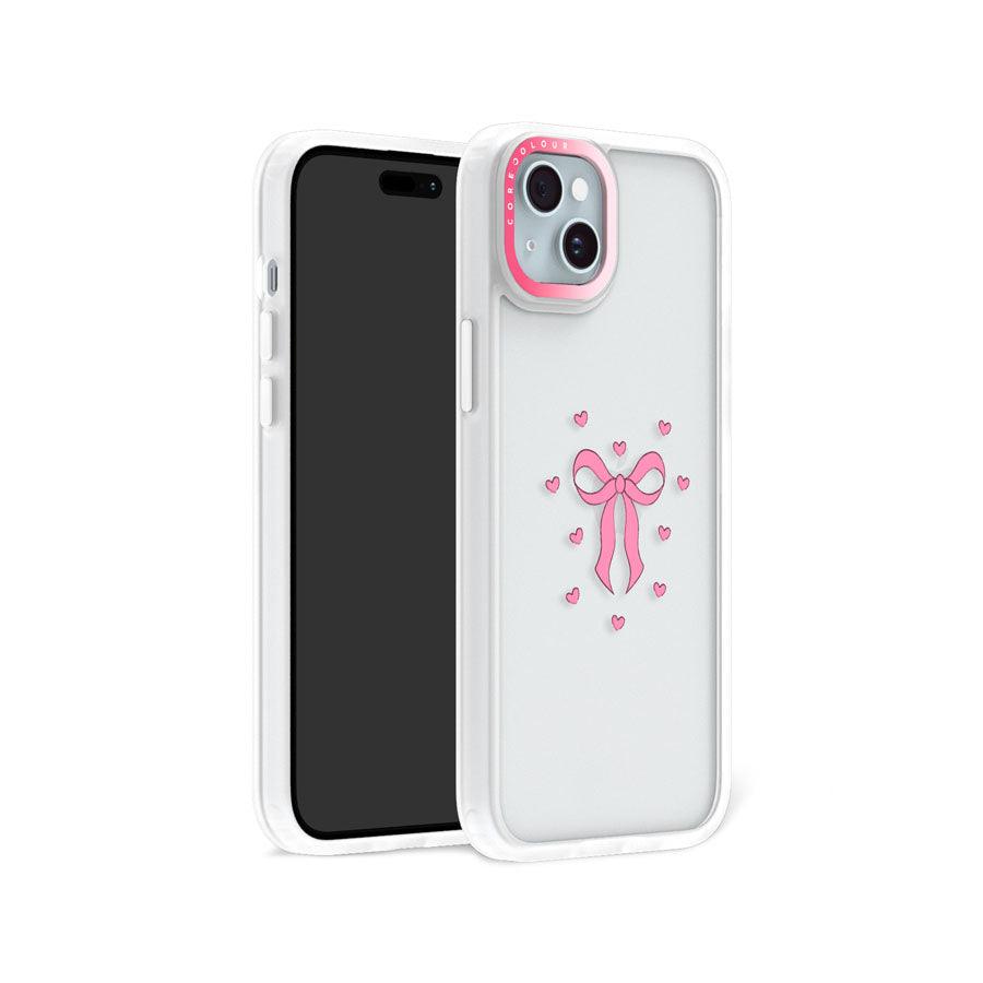 iPhone 15 Plus Pink Ribbon Heart Phone Case - CORECOLOUR