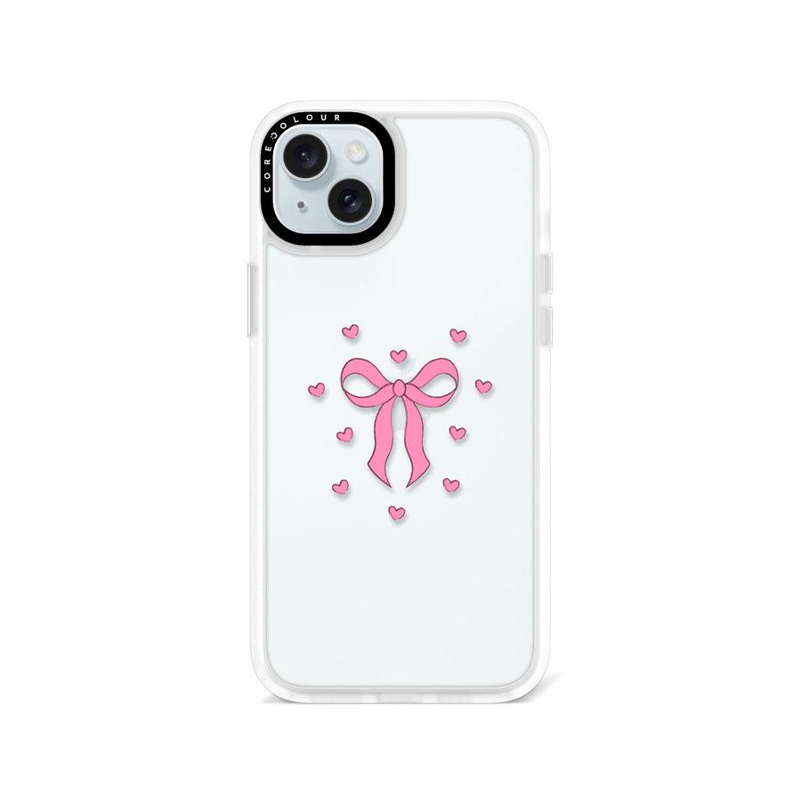 iPhone 15 Plus Pink Ribbon Heart Phone Case - CORECOLOUR