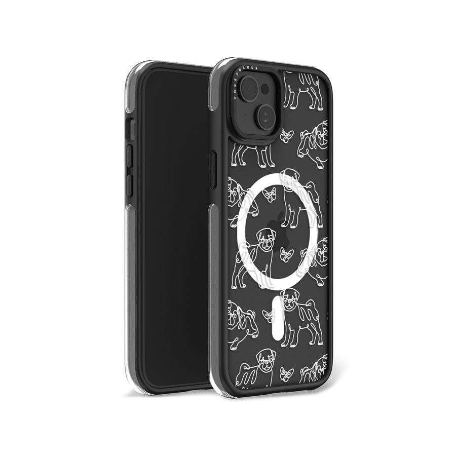 iPhone 15 Plus Pug Minimal Line Ring Kickstand Case MagSafe Compatible - CORECOLOUR