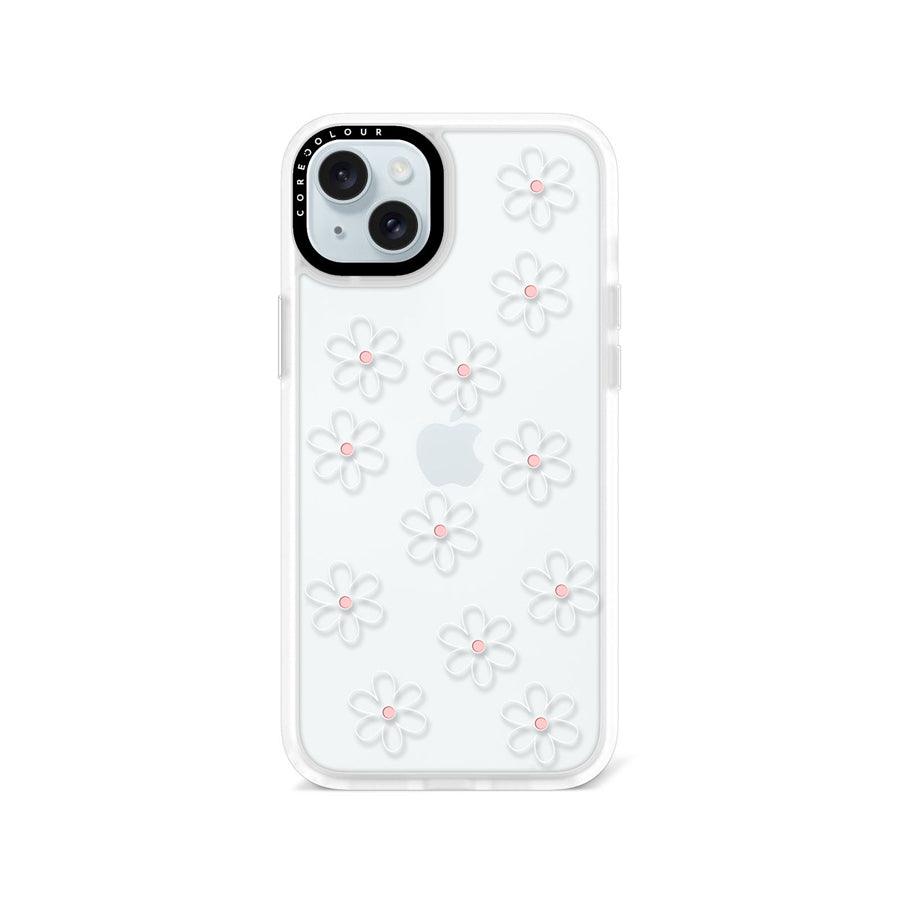 iPhone 15 Plus White Flower Minimal Line Phone Case - CORECOLOUR