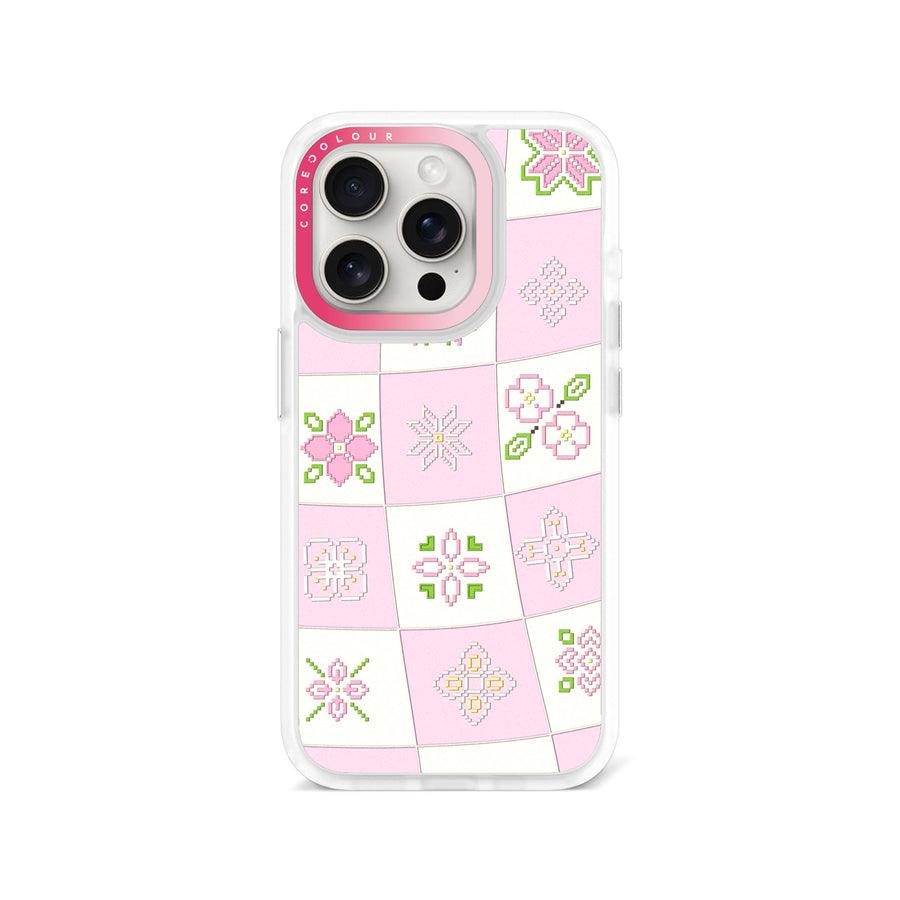 iPhone 15 Pro Cherry Blossom Checker Phone Case - CORECOLOUR