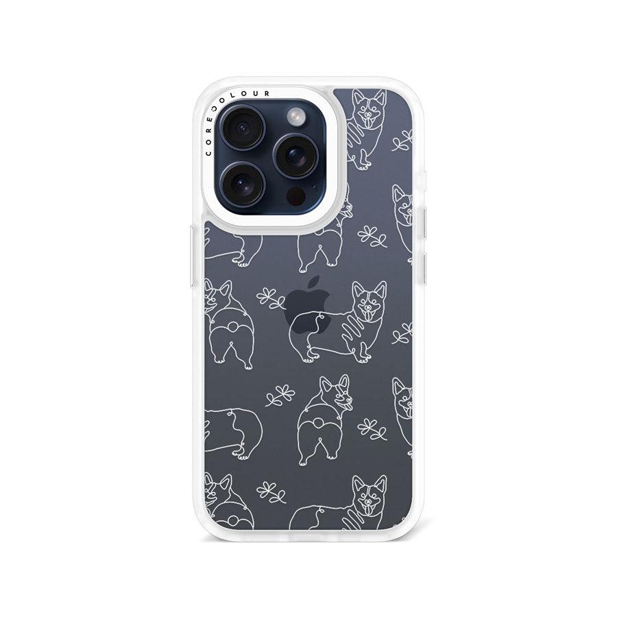 iPhone 15 Pro Corgi Minimal Line Phone Case - CORECOLOUR