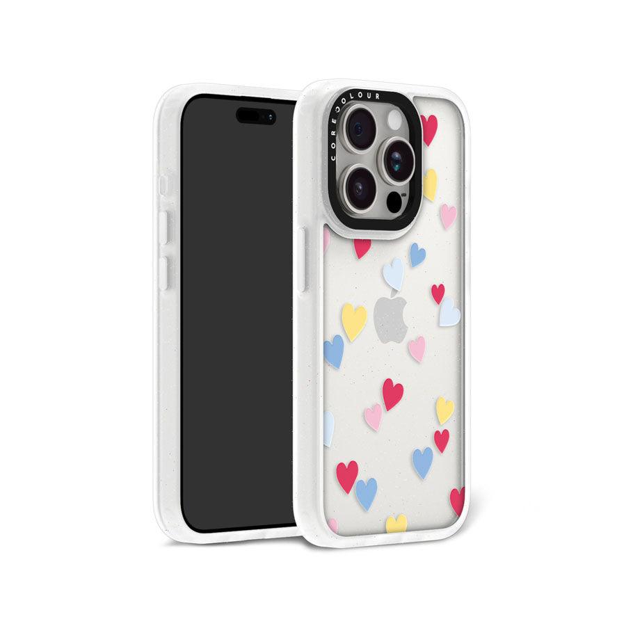 iPhone 15 Pro Flying Hearts Glitter Phone Case - CORECOLOUR