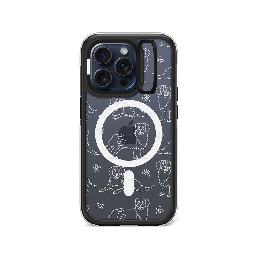 iPhone 15 Pro Golden Retriever Minimal Line Ring Kickstand Case MagSafe Compatible - CORECOLOUR
