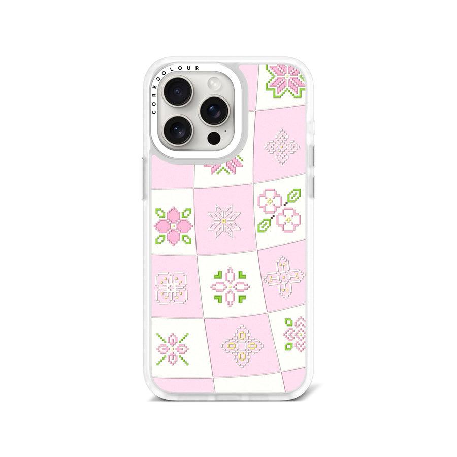 iPhone 15 Pro Max Cherry Blossom Checker Phone Case - CORECOLOUR