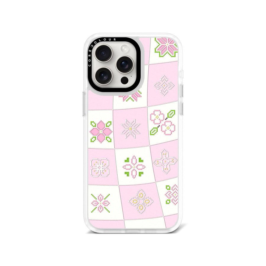 iPhone 15 Pro Max Cherry Blossom Checker Phone Case - CORECOLOUR