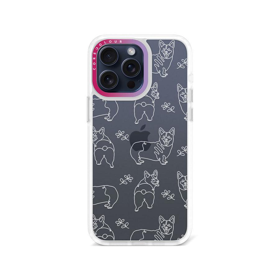 iPhone 15 Pro Max Corgi Minimal Line Phone Case - CORECOLOUR