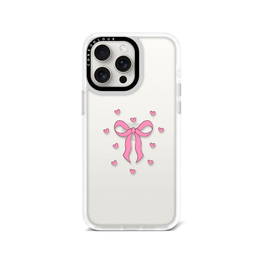 iPhone 15 Pro Max Pink Ribbon Heart Phone Case - CORECOLOUR