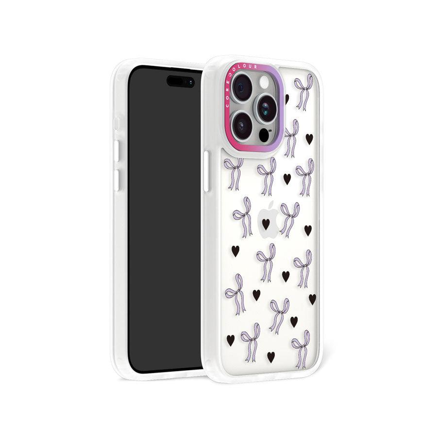 iPhone 15 Pro Max Purple Ribbon Heart Phone Case - CORECOLOUR
