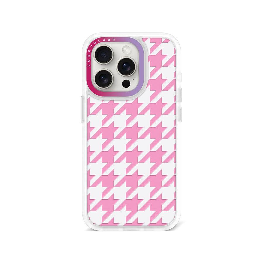 iPhone 15 Pro Pink Houndstooth Phone Case - CORECOLOUR