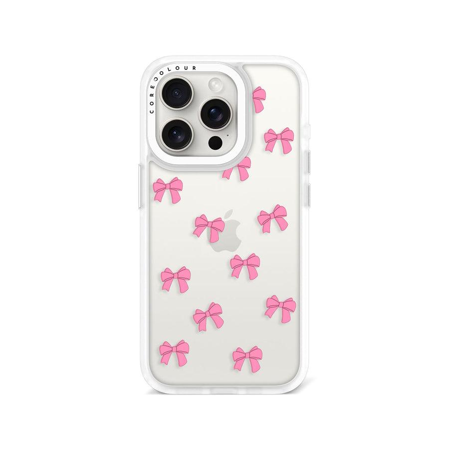 iPhone 15 Pro Pink Ribbon Bow Mini Phone Case - CORECOLOUR