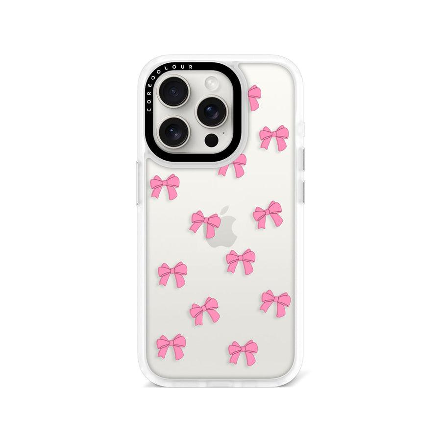 iPhone 15 Pro Pink Ribbon Bow Mini Phone Case - CORECOLOUR
