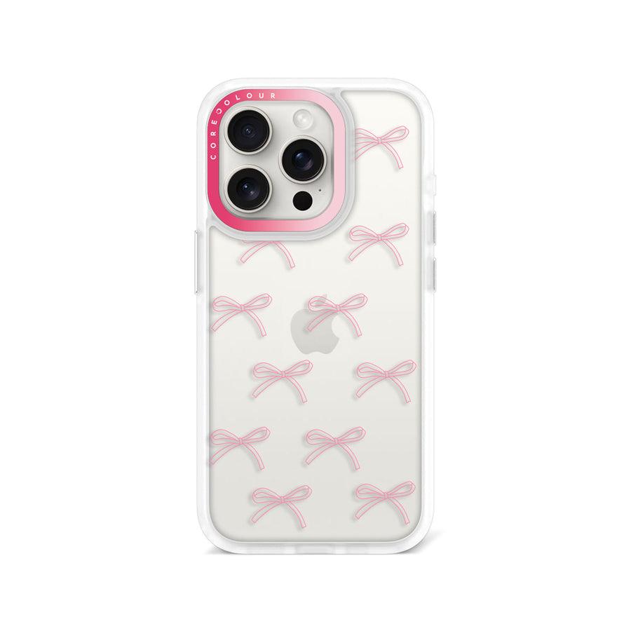 iPhone 15 Pro Pink Ribbon Minimal Line Phone Case - CORECOLOUR