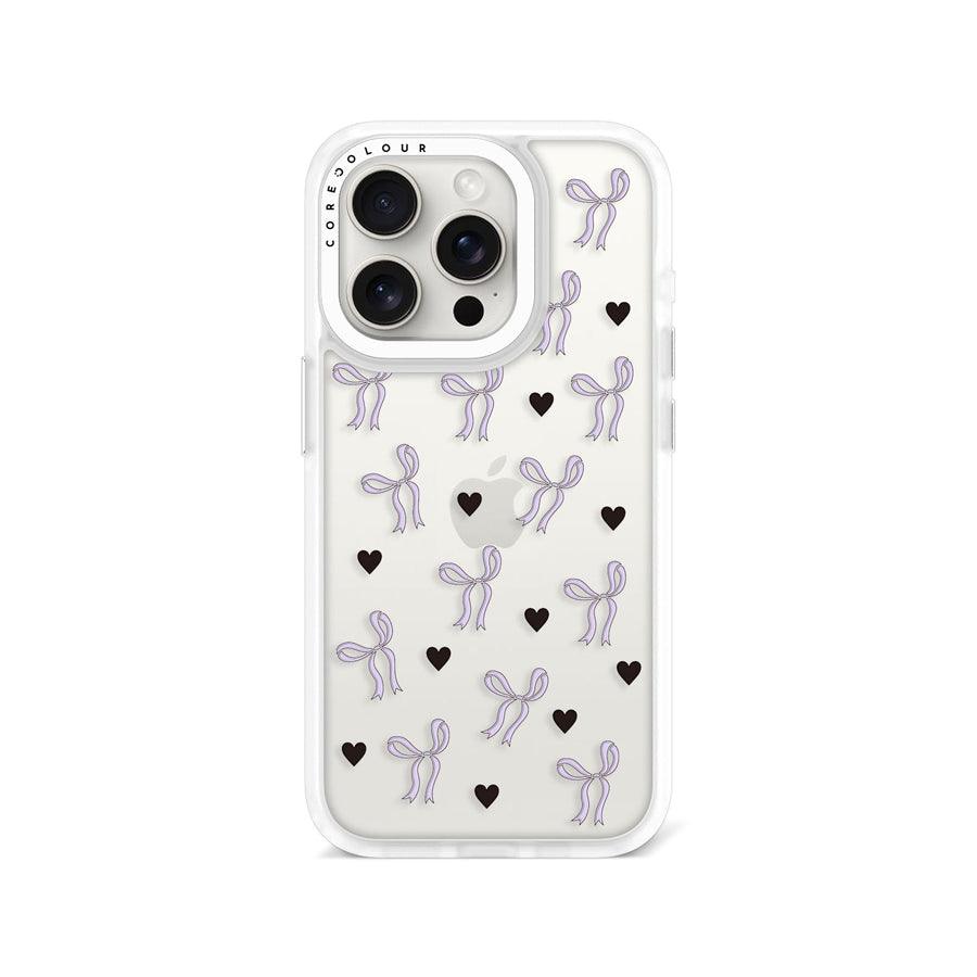 iPhone 15 Pro Purple Ribbon Heart Phone Case - CORECOLOUR