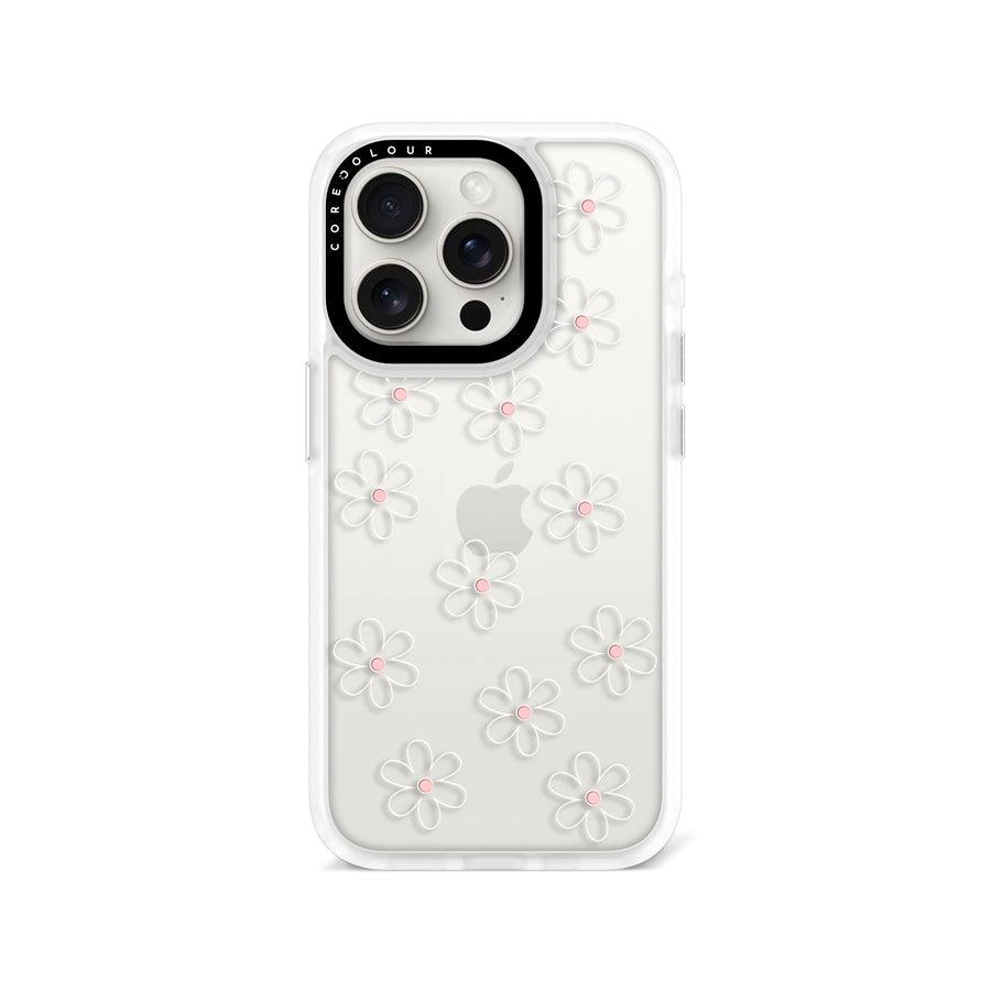 iPhone 15 Pro White Flower Minimal Line Phone Case - CORECOLOUR